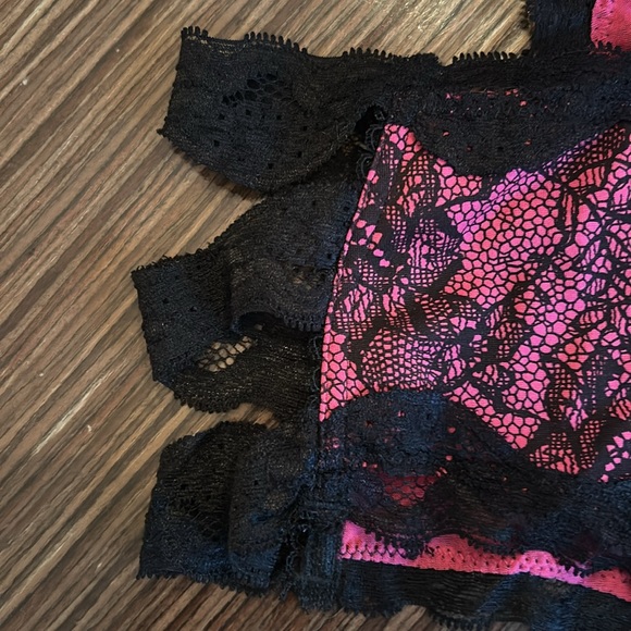 Hot Pink & Black boy short & bra bodysuit by Native Intimates. Size 36 C - Picture 12 of 12